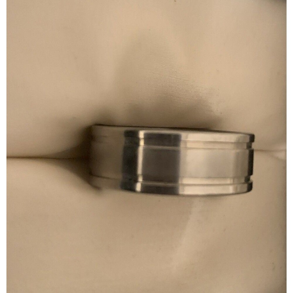 Brushed & Polished Stainless Steel Ring Unisex Size 10.25 10mm